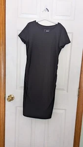 Sonoma Maternity Tee Dress Black Cotton Span SS Crew Ruched Sides Sz S Perfect! - Picture 1 of 2