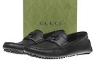 NEW GUCCI LUXURY BLACK GG INTERLOCKING MOCCASIN DRIVER SHOES 7.5/US 8