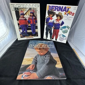 Lot Of 3 Vtg Pattern Books Bernat Kids Debbie Bliss Quick Baby Knits 1298 1279 - Picture 1 of 20