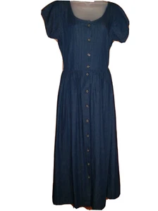 Vtg Misty Lane Jean Dress Full Skirt Fitted Bodice Union Made Cottagecore 9-10 - Picture 1 of 17
