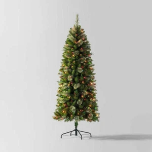 6' Pre-lit Slim Virginia Pine Artificial Christmas Tree Multicolor Lights - Wond - Picture 1 of 1