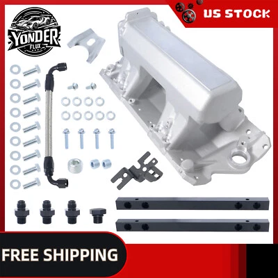 For Chevrolet C20 Buick Oldsmobile V8 EFI Multi-port Intake Manifold Kit Silver Foto 1 de 4