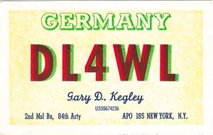 QSL Karte Amateurfunk Postkarte W2LD 1960 Amateur Germany APO 84Th Arty DL4WL - Bild 1 von 2