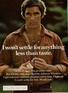 1977 Vintage Print Ad I won't settle for anything less than taste Winston Man - Picture 1 of 2