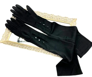 Vintage Opera Gloves Black MOP Button Closure Formal Wear 23" Length Size Small - Picture 1 of 7