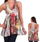 Tropical Leopard Multi Lace Applique Back Sublimation Sleeveless/Tank Tunic Top