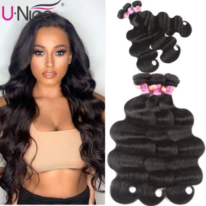 UNice Hair Peruvian Body Wave 3 Bundles 100% Virgin Human Hair Extensions Weaves - Picture 1 of 12