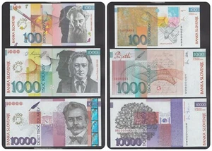🔴SLOVENIA  100, 1000, 10 000 Tolarjev 2001 UNC  IN FOLDER Only 1000 sets issued - Picture 1 of 6