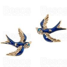 1.7cm Blue Bird Stud Earrings crystal enamel bluebird studs Gold Fashion gift Uk