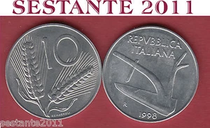 A36 ITALY, ITALIA 10 LIRE 1998 VARIANTE SPIGA LUNGA RARA KM 93, FDC / UNC - Imagen 1 de 1