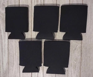5 Blank Black Collapsible Foam Can Koozies Beer/Soda  - Picture 1 of 3