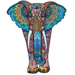 Elephant Ornate Wood Jigsaw Puzzle Animal Shape Adults Kids Small/A5 $39.99 NIB - Picture 1 of 5