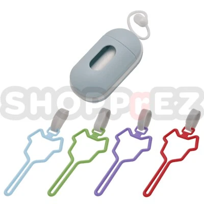 Baby Blue Dog Poop Bag Dispenser Holder with Multi-Color Waste Bag Carrier Clips - Image 1 of 4