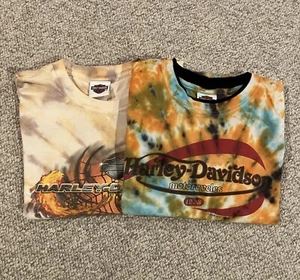 Two Vintage Harley Davidson Tie-Dye Shirts Men's Size Large - Picture 1 of 3