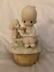 Precious Moments &quot;LOVING IS SHARING&quot; 1979 Figurine # E-3110/G - Girl &amp; Dog