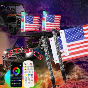 2024 NEWEST Thick LED Whip Spiral Chasing RGB 2FT Fat Whip Light For Polaris UTV - Picture 1 of 19