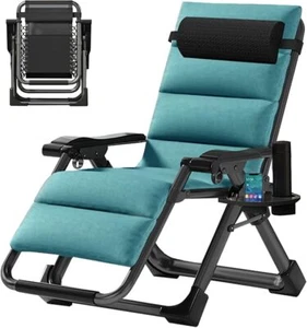 Folding Portable Chaise Patio Lounger Chair Zero Gravity Recliner Chair Lounge - Picture 1 of 12
