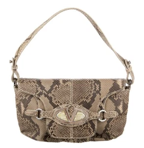VALENTINO PYTHON SCHLANGENLEDER KRISTALL VERZIERT LOGO GRIFF TASCHE - Bild 1 von 5