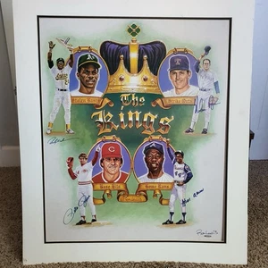 THE KINGS Ron Lewis Signed Poster Pete Rose Hank Aaron Ryan Henderson Auto - Picture 1 of 8