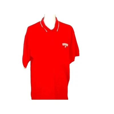 Wisconsin Badgers Men’s Large Red Polo Shirt | Cotton Golf Tee | NCAA Team Logo - Image 1 of 4