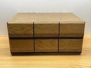 Vintage Holz 6 Schubladen (84) Kassette Band Aufbewahrungsbox Box Halter Holzmaserung - Bild 1 von 7