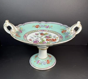 19th c Antique English Old Paris Type Gilt Porcelain Tazza / Compote w/ Flowers - Picture 1 of 8