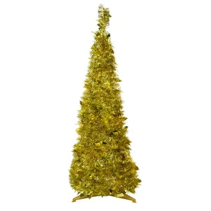 Northlight 4' Gold Tinsel Pop-Up Artificial Christmas Tree, Unlit - Picture 1 of 6