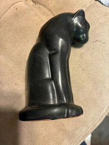 Vintage Frankoma Keramik 7" - SATINSCHWARZ Panther (Katze, Puma) aufrecht sitzend 114 - Bild 1 von 8