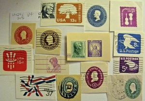 US stamps 14 cut squares vintage Lincoln Washington Franklin Eagles U429 Mint - Picture 1 of 1