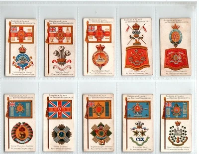 PLAYERS: badges & Flags of British Regiments 1904 Full Set 50 Cigarette Cards - Image 1 of 4