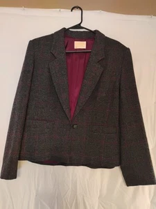 Pendelton karierter Blazer Damen lila/rotbraun grau 100% Schurwolle Gr.10 - Bild 1 von 11
