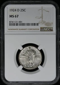 1924-D Standing Liberty Quarter 25C NGC MS67 - Picture 1 of 4