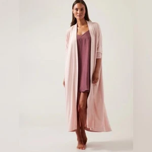 Neu ohne Etikett Athleta Damen Modal durchgehender offener Morgenmantel in Hellrosa Größe S/M - Bild 1 von 12