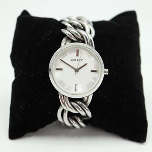 DKNY Silver Tone Womens Watch 28mm Silver Tone 5.25" Metal Braid Bracelet NY4537 - Picture 1 of 13