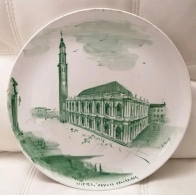 PIATTO VICENZA "LA BASILICA PALLADIANA" Dipinto A.Muretto ceramiche Palladio VI  - Immagine 1 di 4