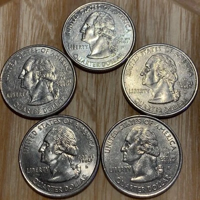 2001 State Quarter Set 5 Coins, NY, RI, NC, KY, VT  - Great Condition - Image 1 of 2