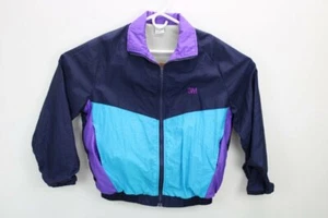 Vintage 3M Challenger Windbreaker Mens Medium Blue Black Lined Zip Jacket 1980s - Picture 1 of 7