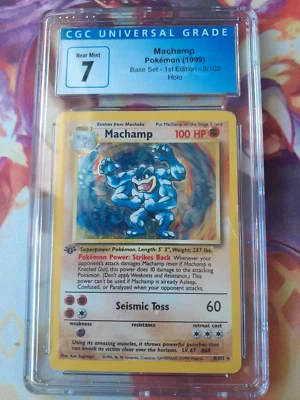 Pokemon Machamp 8/102 Base Set Holo Rare 1999 Unlimited WOTC CGC 7 Near Mint - Image 1 of 2