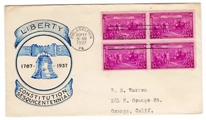 #798 Constitution Sesquicentennial 1937 FDC Planty #136a LISTING COPY Warren 1/1 - Picture 1 of 2