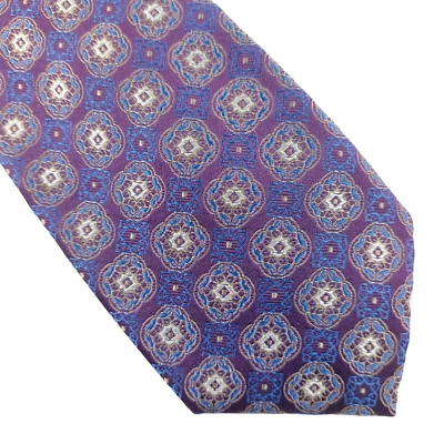 Corbata morada Bloomingdales diseño medallón ornamentado para hombre 100 % seda nueva con etiquetas Foto 1 de 4