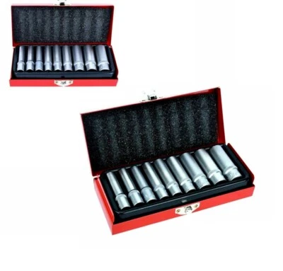 Set di chiavi a bussola lunghe con attacco 1/4 CHROME VANADIUM 5 - 13 mm 9 PEZZI - Immagine 1 di 4