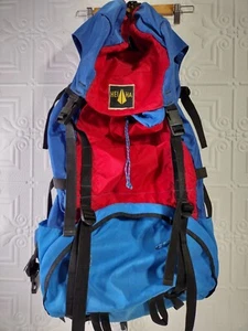 Vintage Jansport HEI HA Large Hiking Backpack Metal Supports Red/Blue - Picture 1 of 24