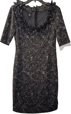 Vestido Lápiz ND New Directions Volantes Paisley Manga Corta Mujer’s Talla 10 Gris Foto 1 de 4