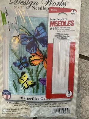 Design Works Needlepoint Kit 5"X7"-Butterflies Galore-Stitched In Yarn - USA - Image 1 of 4