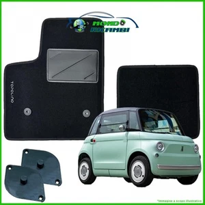 SERIE 2 TAPPETI - TAPPETINI IN MOQUETTE NERI PER FIAT TOPOLINO 2023+ Kit Agganci - Imagen 1 de 7