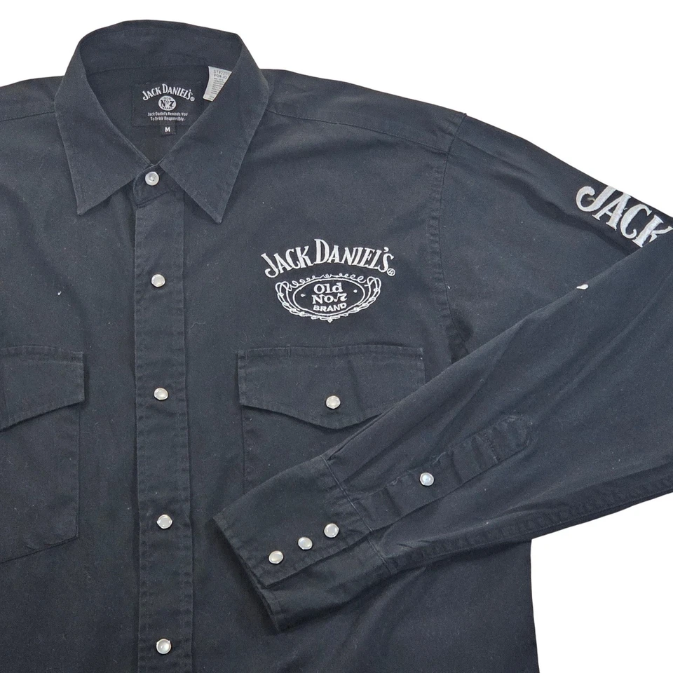 Camisa Jack Daniels Negra Abotonada Manga Larga Western Ropa de Trabajo Para Hombre Mediana Foto 1 de 4