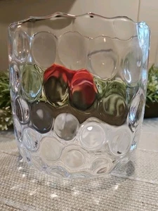 NEW Large POLAND CLEAR OPTIC BUBBLE DIMPLE HANDMADE Glass Hurricane Vase Candle - Picture 1 of 9