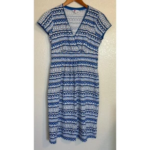 Boden Dress Women 8 Blue Floral Stretch Midi Summer Chic Picnic Outdoor Preppy - Picture 1 of 9