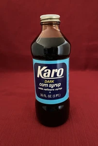 Vintage Karo Dark Corn Syrup Glass Bottle Paper Label 1980s - Picture 1 of 10