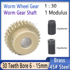 Módulo 1 Rueda de engranaje helicoidal de latón 30 dientes 45# varilla de acero eje de engranaje helicoidal precisión - Imagen 1 de 42